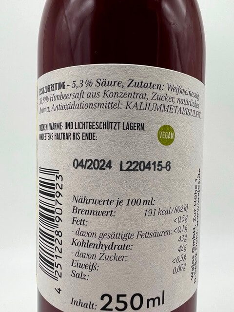 Himbeer Balsam Wajos - 250ml – Bild 2