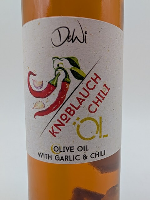 Knoblauch Chili Öl mit Einlage DeWi - 100ml – Bild 2